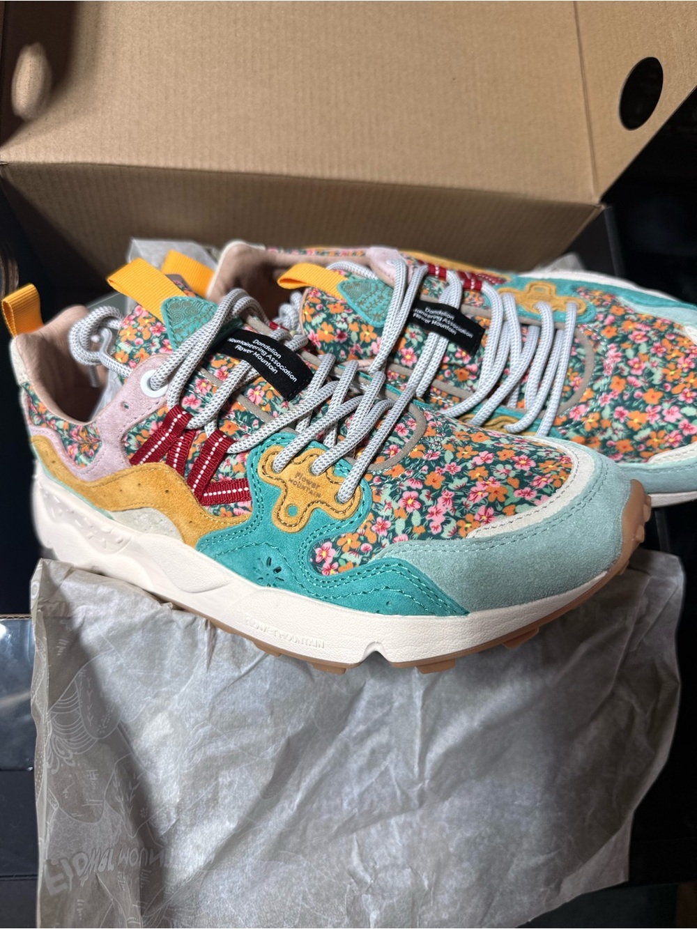 Free People Floral Multicolor Suede & Fabric Sneakers